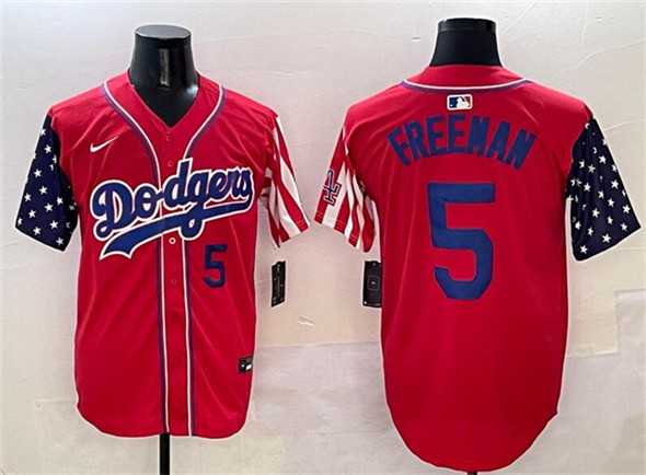 Men%27s Los Angeles Dodgers #5 Freddie Freeman Red Limited Stitched Jersey